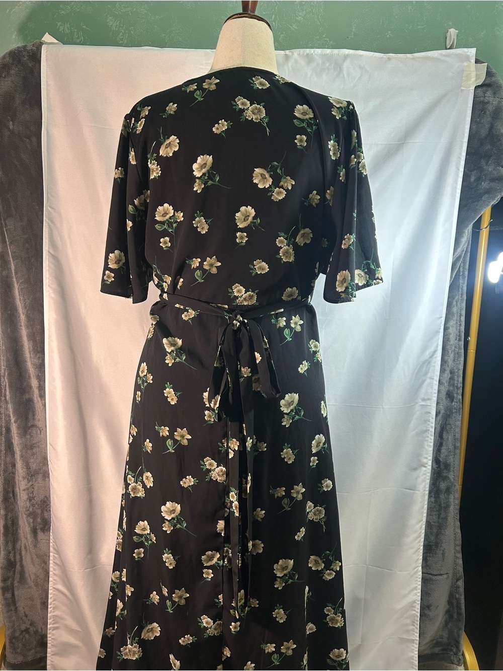 Lulu's Black Floral Wrap-Style Maxi Dress - Picture 4 of 6